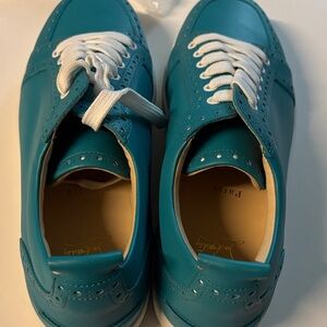 Christian Louboutin Teal Sneakers with White Laces